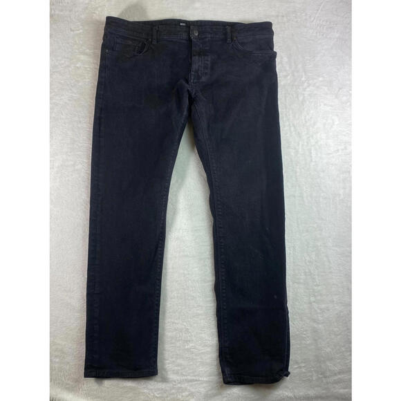 Hugo Boss Mens Size 40x32 Black Stretch Denim Pockets Straight Leg Jeans - Picture 1 of 9